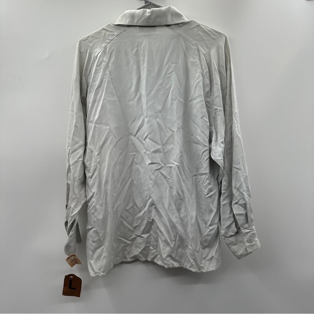 Vintage Carson Pirie Scott 100% Silk Light Gray Long Sleeve Button Down Top 10 - Picture 4 of 8